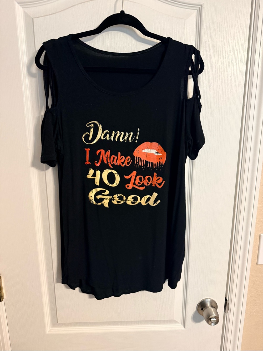 Women's 40th Birthday Gifts I Make 40 Look Good Cold Shoulder Short Sleeve T